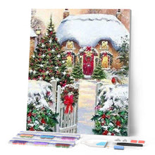Charger l'image dans la galerie, Broderie Diamant | Broderie Diamant - Maison accueillante en Hiver | Broderie Paysages hiver paysages | FiguredArt