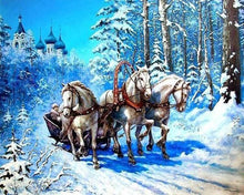 Charger l'image dans la galerie, Broderie Diamant | Broderie Diamant - Traineau dans la Neige | animaux Broderie Animaux hiver | FiguredArt