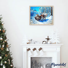Charger l'image dans la galerie, Broderie Diamant | Broderie Diamant - Traineau dans la Neige | animaux Broderie Animaux hiver | FiguredArt