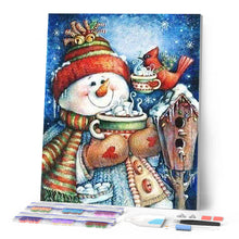 Charger l'image dans la galerie, Broderie Diamant | Broderie Diamant - Bonhomme de Neige et Chocolat chaud | Broderie Paysages hiver paysages | FiguredArt