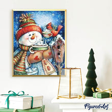 Charger l'image dans la galerie, Broderie Diamant | Broderie Diamant - Bonhomme de Neige et Chocolat chaud | Broderie Paysages hiver paysages | FiguredArt