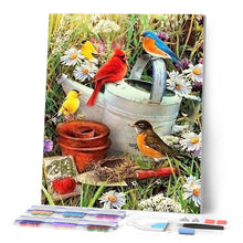 Charger l'image dans la galerie, Broderie Diamant - Oiseaux dans le Jardin 40x50cm toile tendue sur châssis