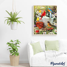 Charger l'image dans la galerie, Broderie Diamant - Oiseaux dans le Jardin 40x50cm toile tendue sur châssis