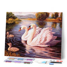 Charger l'image dans la galerie, Broderie Diamant | Broderie Diamant - Cygnes et leurs petits | animaux Broderie Animaux cignes oiseaux | FiguredArt