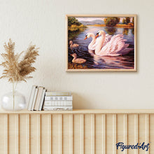 Charger l'image dans la galerie, Broderie Diamant | Broderie Diamant - Cygnes et leurs petits | animaux Broderie Animaux cignes oiseaux | FiguredArt