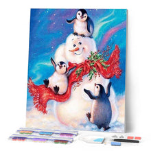 Charger l'image dans la galerie, Broderie Diamant | Broderie Diamant - Bonhomme de Neige et Pingouins | animaux Broderie Animaux hiver | FiguredArt