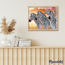 Charger l'image dans la galerie, Broderie Diamant | Broderie Diamant - La Famille Zèbres | animaux Broderie Animaux zèbres | FiguredArt