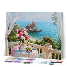Charger l'image dans la galerie, Broderie Diamant | Broderie Diamant - Vue sur Mer | Broderie Fleurs Broderie Paysages fleurs paysages | FiguredArt