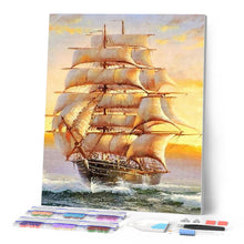 Charger l'image dans la galerie, Broderie Diamant | Broderie Diamant - Galion au large | bateaux Broderie Bateaux | FiguredArt