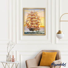 Charger l'image dans la galerie, Broderie Diamant | Broderie Diamant - Galion au large | bateaux Broderie Bateaux | FiguredArt