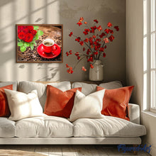 Charger l'image dans la galerie, Broderie Diamant | Broderie Diamant - Café et Bouquet de roses | Broderie Cuisine Broderie Fleurs cuisine fleurs | FiguredArt