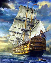 Charger l'image dans la galerie, Broderie Diamant | Broderie Diamant - Galion et Ciel menaçant | bateaux Broderie Bateaux | FiguredArt