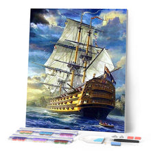 Charger l'image dans la galerie, Broderie Diamant | Broderie Diamant - Galion et Ciel menaçant | bateaux Broderie Bateaux | FiguredArt