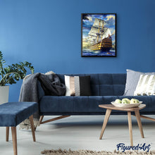 Charger l'image dans la galerie, Broderie Diamant | Broderie Diamant - Galion et Ciel menaçant | bateaux Broderie Bateaux | FiguredArt