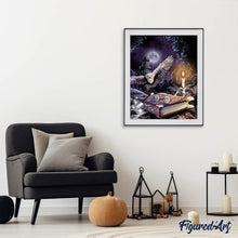 Charger l'image dans la galerie, Broderie Diamant - Chouette dans la Nuit 40x50cm toile tendue sur châssis