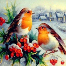 Charger l'image dans la galerie, Broderie Diamant | Broderie Diamant - Rouge Gorges dans la Neige | animaux Broderie Animaux hiver | FiguredArt