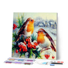 Charger l'image dans la galerie, Broderie Diamant | Broderie Diamant - Rouge Gorges dans la Neige | animaux Broderie Animaux hiver | FiguredArt