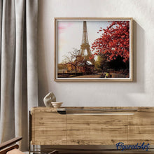 Charger l'image dans la galerie, Broderie Diamant | Broderie Diamant - Tour Eiffel et Arbre fleuri | arbres Broderie Ville ville | FiguredArt