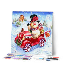 Charger l'image dans la galerie, Broderie Diamant | Broderie Diamant - Bonhomme de Neige dans sa Voiture | autres Broderie Autres hiver | FiguredArt