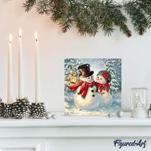 Charger l'image dans la galerie, Broderie Diamant | Broderie Diamant - Couple de Bonhommes de Neige | Broderie Paysages hiver paysages | FiguredArt