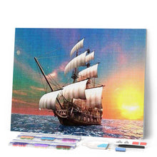Charger l'image dans la galerie, Broderie Diamant | Broderie Diamant - Voilier au Lever du Jour | bateaux Broderie Bateaux | FiguredArt