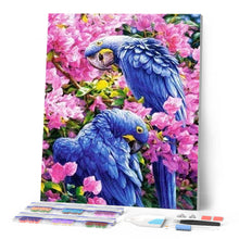 Charger l'image dans la galerie, Broderie Diamant | Broderie Diamant - Perroquets bleus | animaux Broderie Animaux Broderie Fleurs fleurs oiseaux | FiguredArt