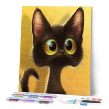 Charger l'image dans la galerie, Broderie Diamant - Chat étonné 40x50cm toile tendue sur châssis