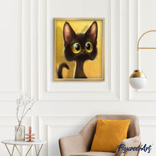 Charger l'image dans la galerie, Broderie Diamant - Chat étonné 40x50cm toile tendue sur châssis