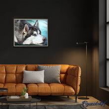 Charger l'image dans la galerie, Broderie Diamant | Broderie Diamant - Husky aux yeux bleus | animaux Broderie Animaux | FiguredArt
