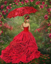 Charger l'image dans la galerie, Broderie Diamant | Broderie Diamant - Femme à la Robe rouge | Broderie Romantique romantique | FiguredArt