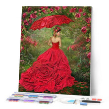 Charger l'image dans la galerie, Broderie Diamant | Broderie Diamant - Femme à la Robe rouge | Broderie Romantique romantique | FiguredArt