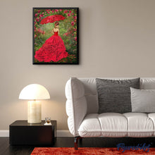 Charger l'image dans la galerie, Broderie Diamant | Broderie Diamant - Femme à la Robe rouge | Broderie Romantique romantique | FiguredArt