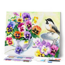 Charger l'image dans la galerie, Broderie Diamant | Broderie Diamant - Pensée et Petit Oiseau | animaux Broderie Animaux Broderie Fleurs fleurs oiseaux | FiguredArt