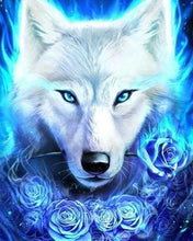 Charger l'image dans la galerie, Broderie Diamant | Broderie Diamant - Louve et Roses bleues | animaux Broderie Animaux | FiguredArt