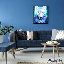 Charger l'image dans la galerie, Broderie Diamant | Broderie Diamant - Louve et Roses bleues | animaux Broderie Animaux | FiguredArt