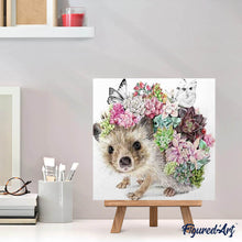 Charger l'image dans la galerie, Broderie Diamant | Broderie Diamant - Hérisson et Fleurs | animaux Broderie Animaux fleurs hérissons | FiguredArt