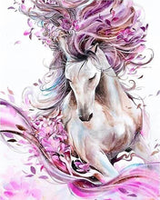 Charger l'image dans la galerie, Broderie Diamant | Broderie Diamant - Cheval et Crinière rose | animaux Broderie Animaux chevaux | FiguredArt