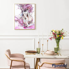 Charger l'image dans la galerie, Broderie Diamant | Broderie Diamant - Cheval et Crinière rose | animaux Broderie Animaux chevaux | FiguredArt