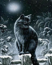 Charger l'image dans la galerie, Broderie Diamant | Broderie Diamant - Chat dans la Neige | animaux Broderie Animaux chats hiver | FiguredArt