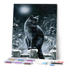 Charger l'image dans la galerie, Broderie Diamant | Broderie Diamant - Chat dans la Neige | animaux Broderie Animaux chats hiver | FiguredArt