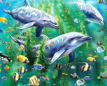 Charger l'image dans la galerie, Broderie Diamant | Broderie Diamant - Dauphins sous lEau | animaux Broderie Animaux dauphins | FiguredArt