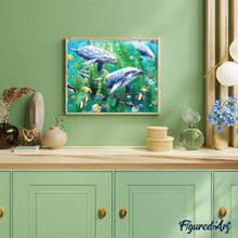Charger l'image dans la galerie, Broderie Diamant | Broderie Diamant - Dauphins sous lEau | animaux Broderie Animaux dauphins | FiguredArt