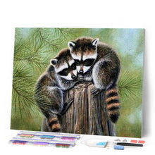Charger l'image dans la galerie, Broderie Diamant | Broderie Diamant - Ratons Laveurs perchés | animaux Broderie Animaux ratons laveurs | FiguredArt