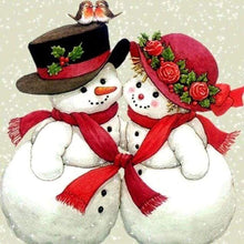 Charger l'image dans la galerie, Broderie Diamant | Broderie Diamant - Bonhommes de Neige amoureux | Broderie Romantique hiver romantique | FiguredArt