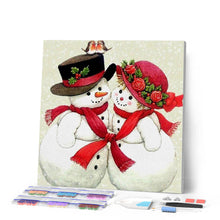 Charger l'image dans la galerie, Broderie Diamant | Broderie Diamant - Bonhommes de Neige amoureux | Broderie Romantique hiver romantique | FiguredArt
