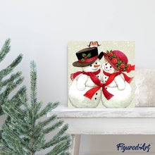 Charger l'image dans la galerie, Broderie Diamant | Broderie Diamant - Bonhommes de Neige amoureux | Broderie Romantique hiver romantique | FiguredArt