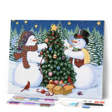 Charger l'image dans la galerie, Broderie Diamant | Broderie Diamant - Bonhommes de Neige et sapin de Noël | animaux Broderie Animaux hiver Noël | FiguredArt