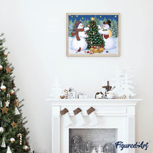 Charger l'image dans la galerie, Broderie Diamant | Broderie Diamant - Bonhommes de Neige et sapin de Noël | animaux Broderie Animaux hiver Noël | FiguredArt