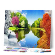 Charger l'image dans la galerie, Broderie Diamant | Broderie Diamant - Reflet du Lac en été | Broderie Paysages paysages | FiguredArt