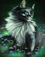 Charger l'image dans la galerie, Broderie Diamant | Broderie Diamant - Joli Chat dans les Fleurs | animaux Broderie Animaux chats fleurs | FiguredArt